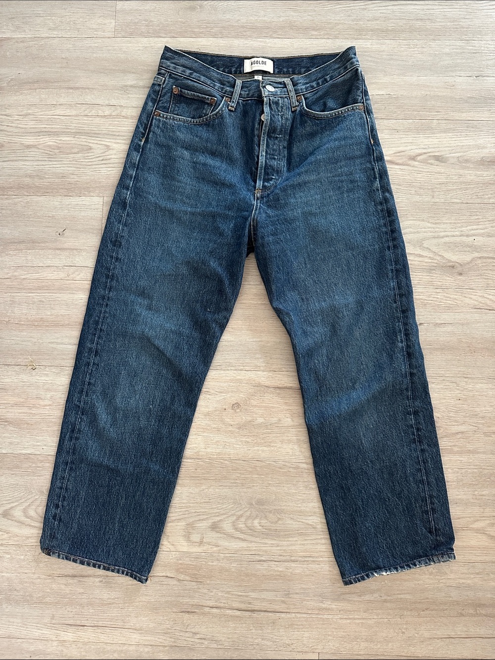 Agolde straight leg 90s loose Dark Blue Cropped Straight Jeans